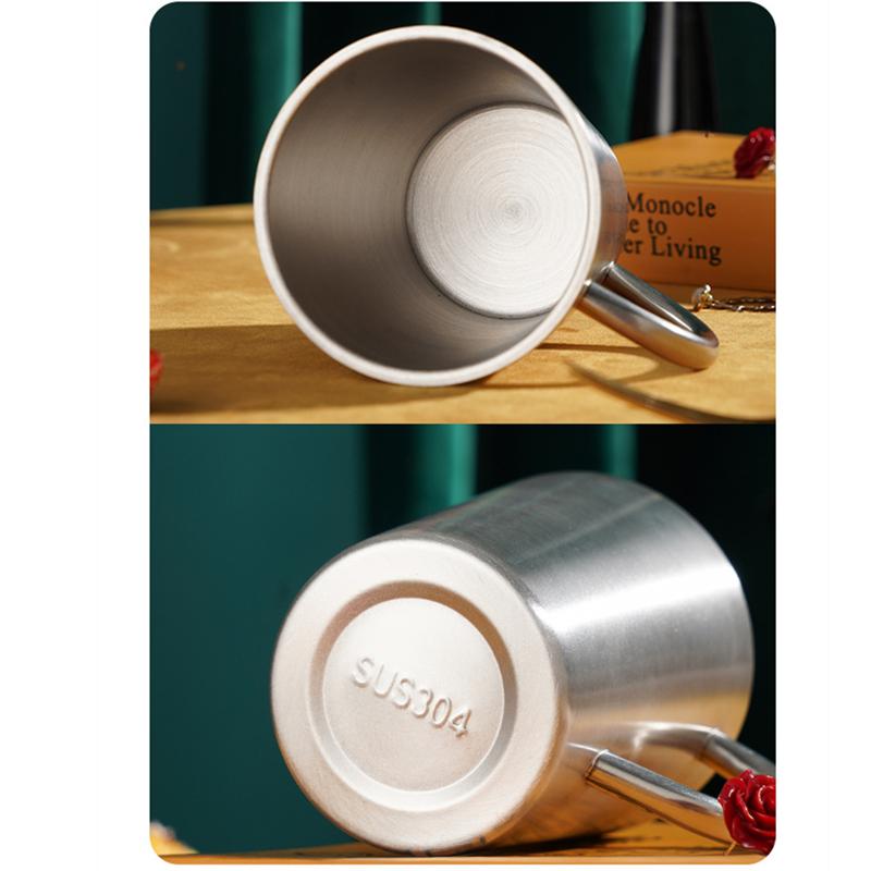 300 ml 304 Edelstahl Doppelschichtbecher Kaffeetasse Kreative Wassertasse Wärmeisolierung Biertasse Edelstahltasse Trinkgeschirr