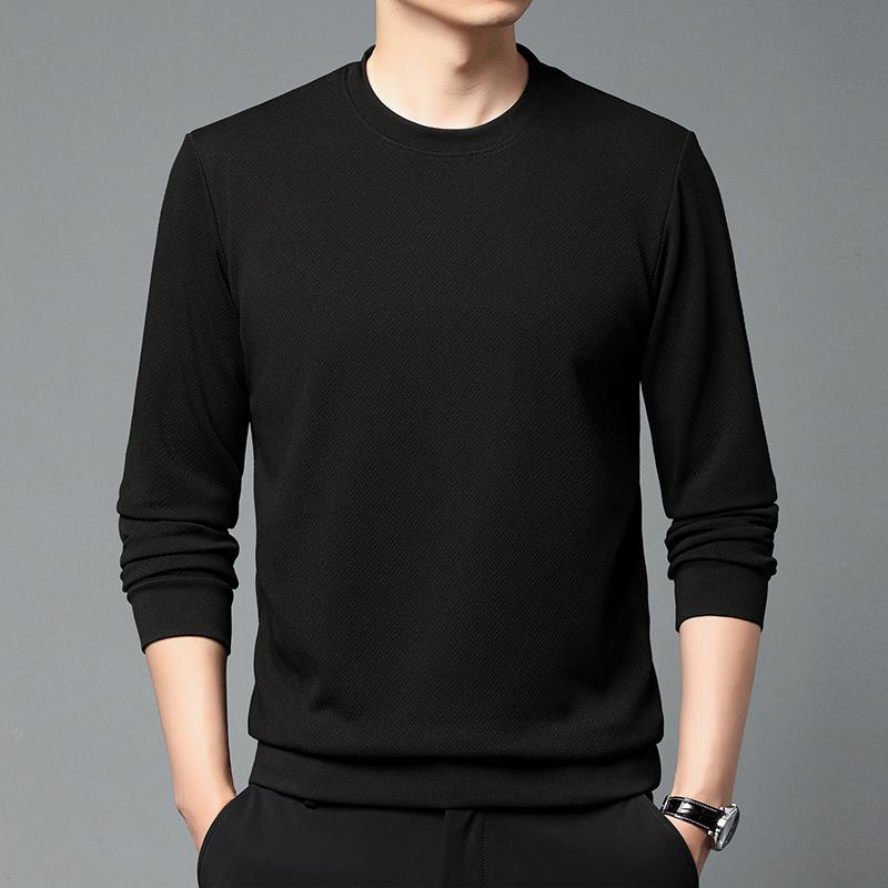 

Модная мужская толстовка в корейском стиле на весну и осень, тонкая круглая горловина, длинные рукава, низ, однотонный верх XXXXL