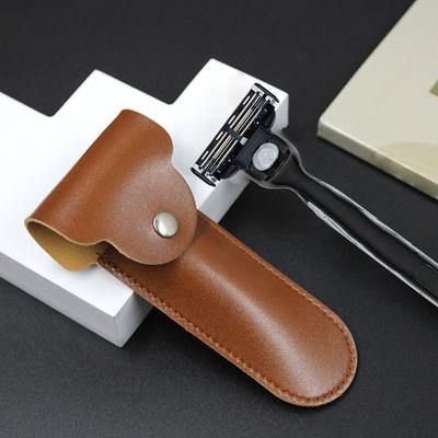 Leather Manual Shaving Case Protective Cover Shaver Bag Classic Razor Case Shaver Holder Razor Storage Bag Travel Shaver Case
