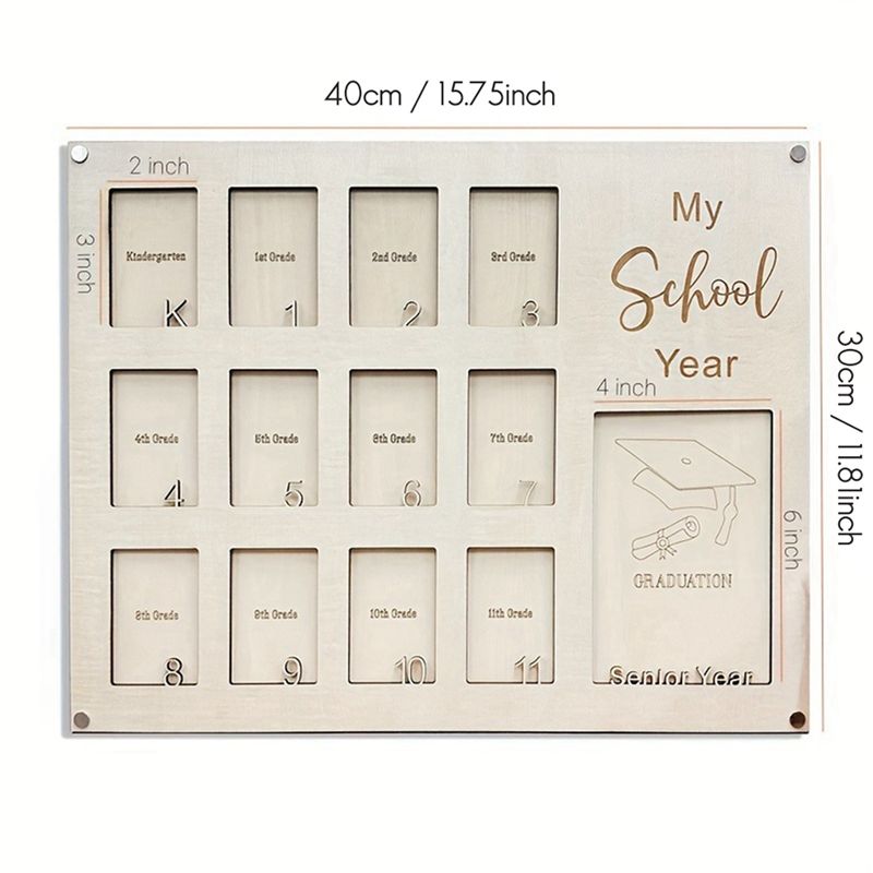A84X-3Pc School Years Photo Frame, Graduation School Picture Frame, Back To School Gift, Kindergarten To Senior 12 Grade