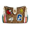 X Peanuts Snoopy Addie 18 Snoopy Print Cartoon Patchwork Canvas And Leather Crossbody Bag Women Crossbody Bag Khaki Rainbow C4113-IMLOT