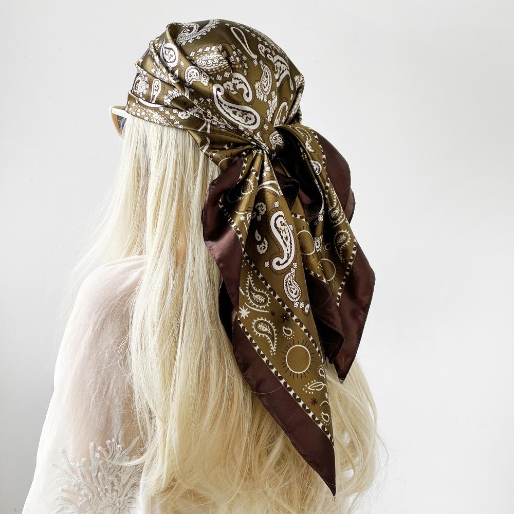 New Silk Scarf Ladies Cashew Printed Wrap Scarf Satin Scarf Satin Scarf Satin Large Square Scarf Shawl