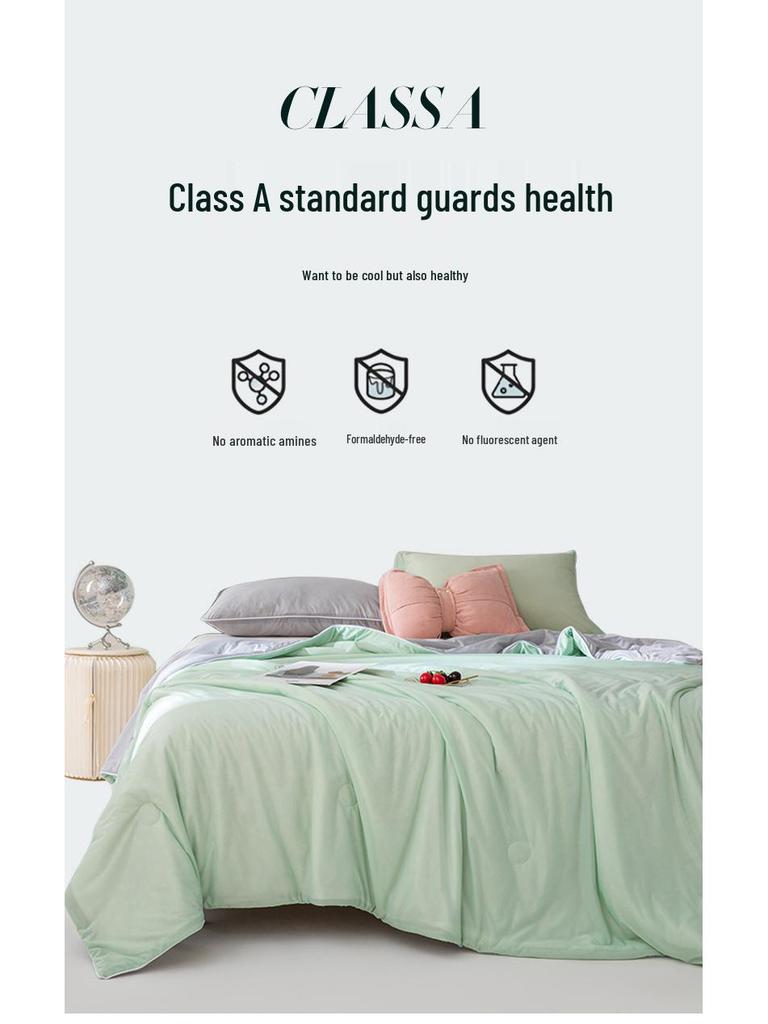 Class A Ice Silk Summer Quilt: Solid Color, Machine Washable, Thin Cooling Blanket for Air Conditioning