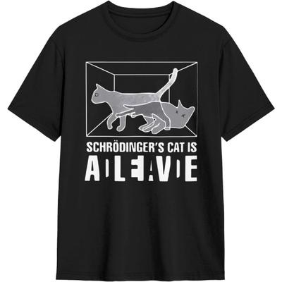 JOISOMI Korte Mouw T-shirt Schrödingers kat Casual Shirts Ronde Hals T-shirt Sportshirts