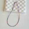 Mori sweet girl style DIY colored rice beads necklace female dopamine millet beads beaded neck chain necklace