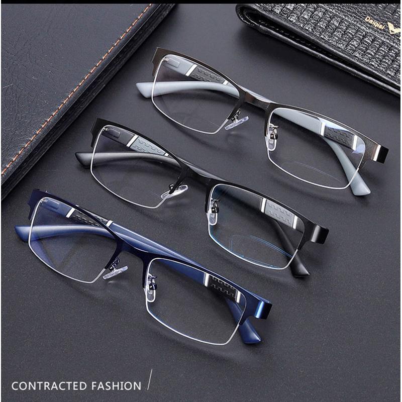 Anti Blue Reading Glasses Men Half-Frame Glasses Business Style Male Eyeglasses For Old People Glasses With Grade