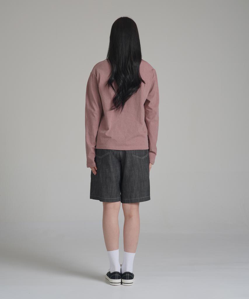 Noming Loose Fit Cropped Pigment Long Sleeve - Burgundy