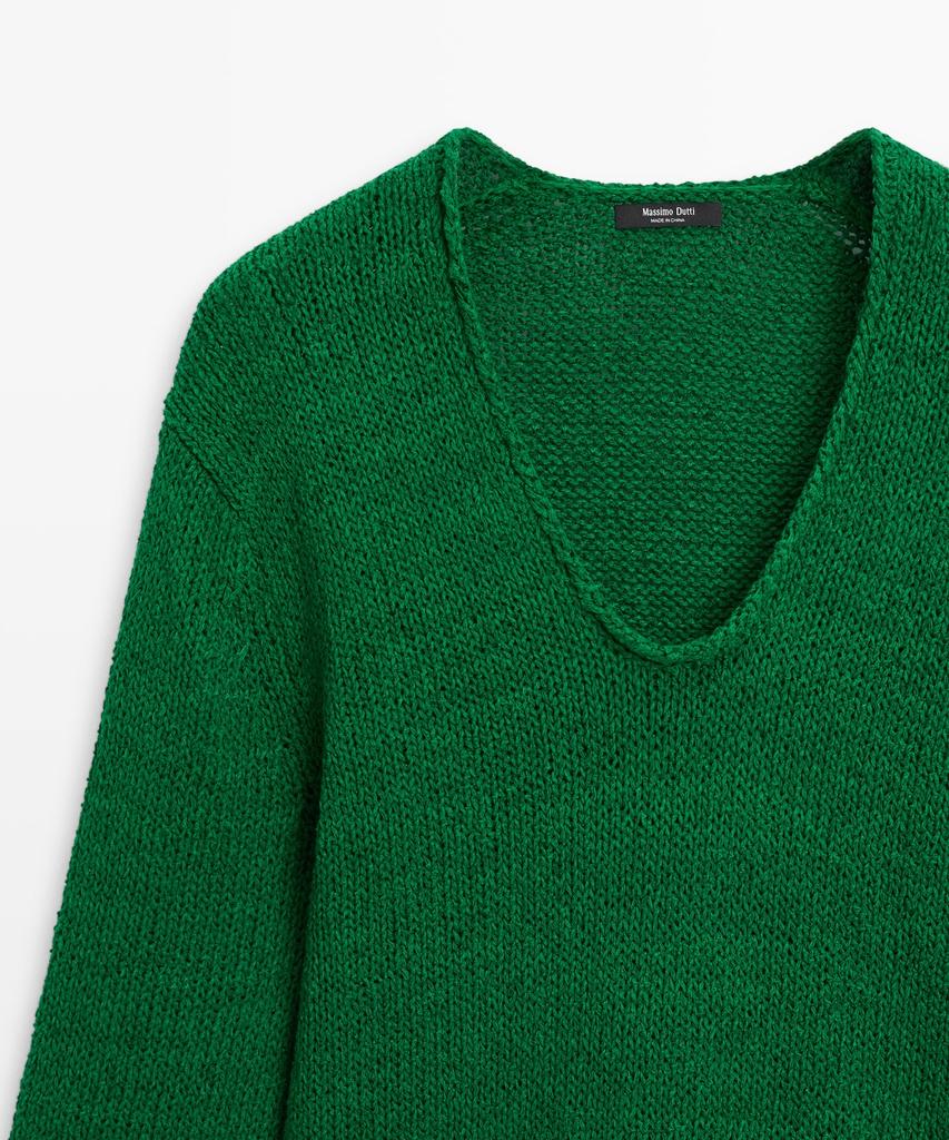 Masimodutti Cotton Blend Openwork Knit Sweater