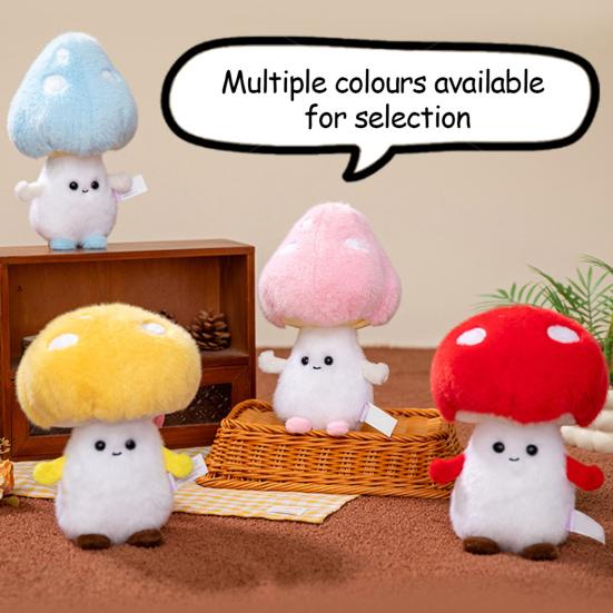 Mushroom Plush Toy Cartoon Stuffed Animal Soft Huggable Pillow Adorable Smiling Cushion for Kids & Collectors