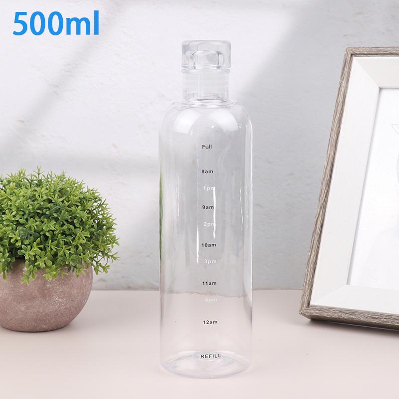 Water Cup Sport Water Bottle With Time Scale Couple Plastic Portable Water Container Anti-Drop Outdoor Water Bottle