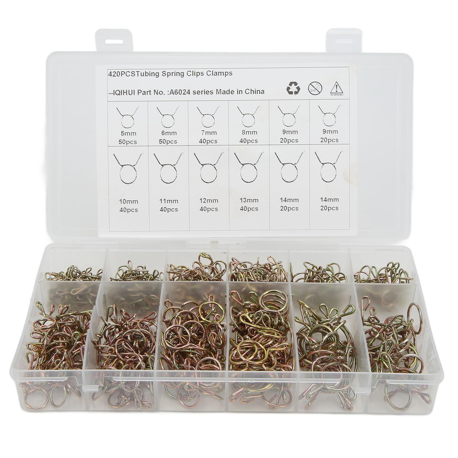 

420pcs Fuel Line Spring Wire Clips 10‑Size 5‑14mm Air Tube Clamps for Motorcycle Scooter ATV