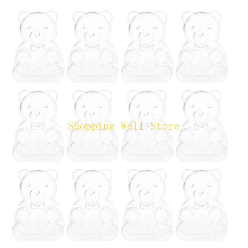 KX4B 12pcs Mini Bear Shaped Clear Candy Box Transparent Jewelry Gift Packaging Boxes