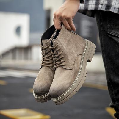 Retro Martin Boots Men's New Autumn and Winter Cotton Leather Tooling Boots Men's Thick-soled Flip Leather Shoes