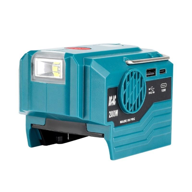 Tragbarer leiser 200W Wechselrichter Outdoor Camping Adapter für 18V Batterie Effiziente Stromumwandlung mit USB und LED-Licht