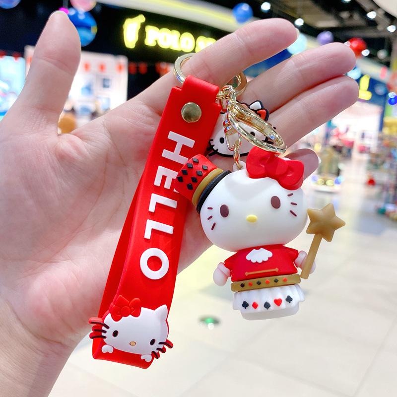 Creative Cartoon Teacup Kt Cat Keychain Hello Kitty Cute Pendant Schoolbag Pendant Girl Student Pendant