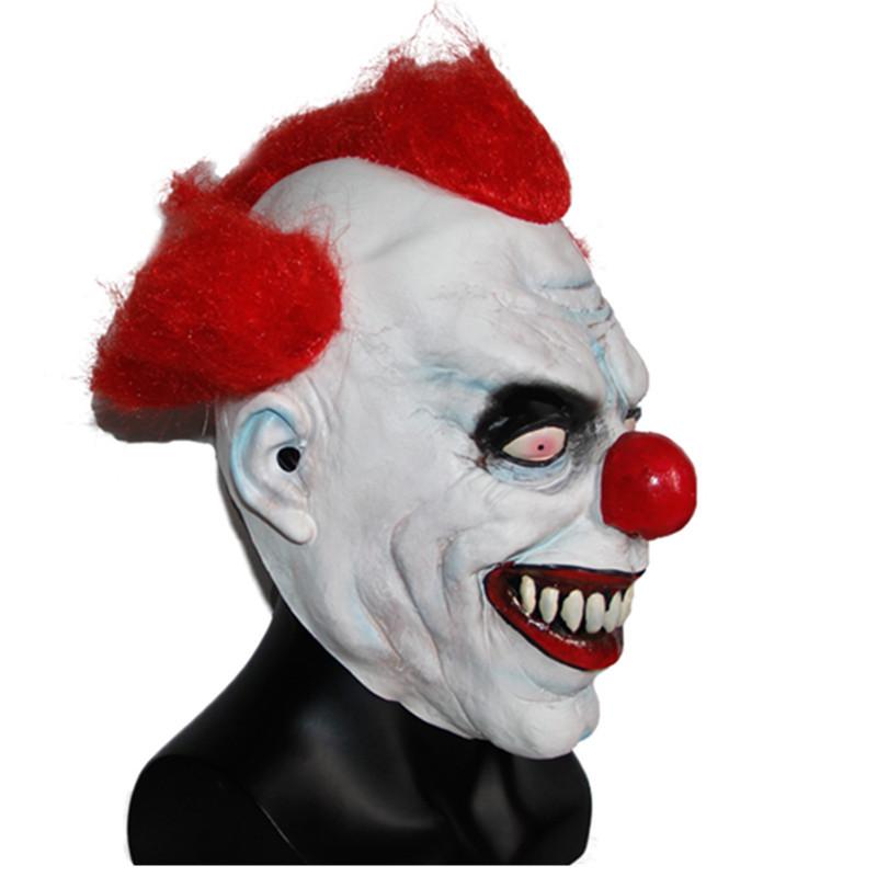 Halloween Horror Clown Mask Party Red Curly Hair Clown Latex Headgear Dark Knight Costume Props