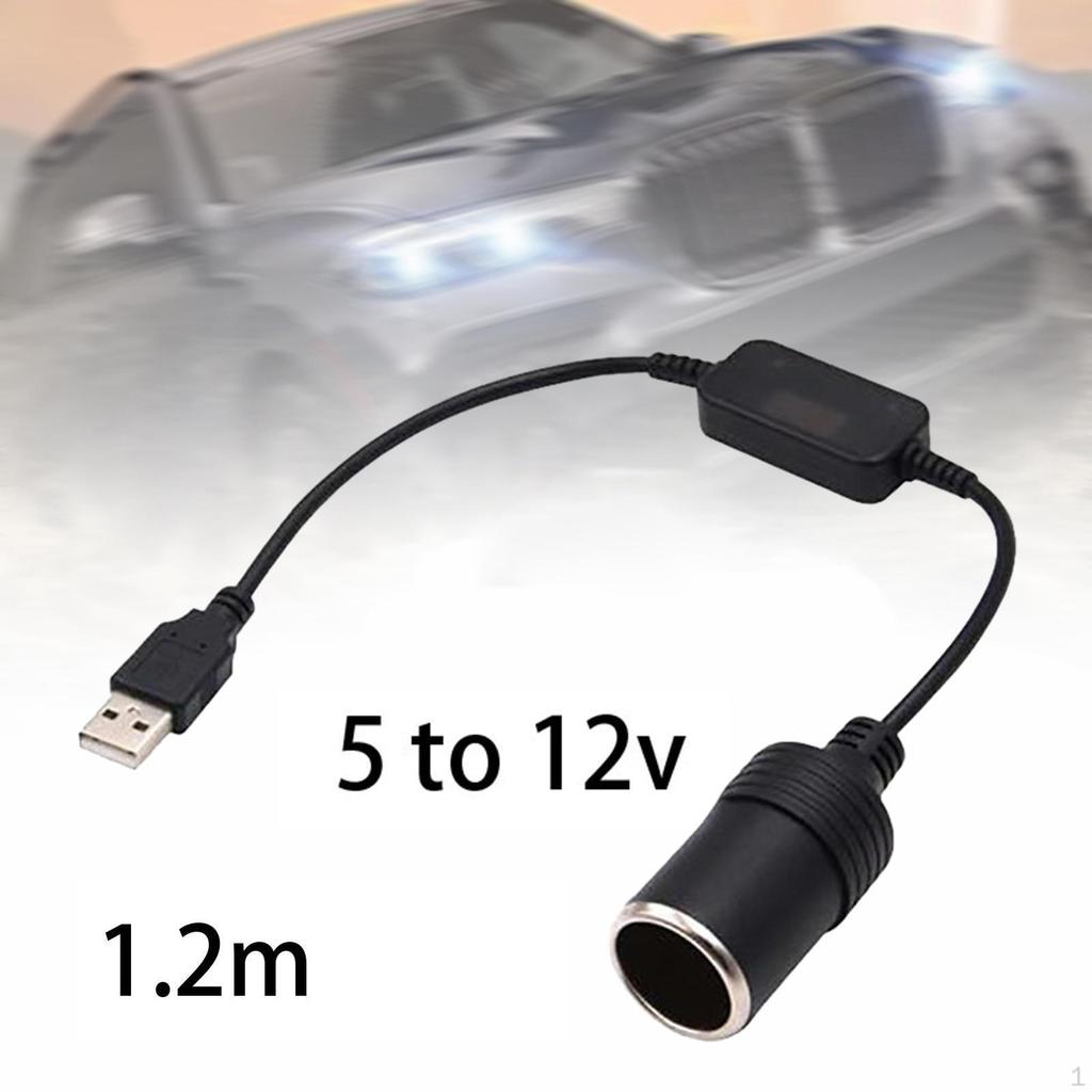 5V USB A Male to 12V Female Car Lighter Converter Cable with Booster Chip, 10W for GPS And Camera