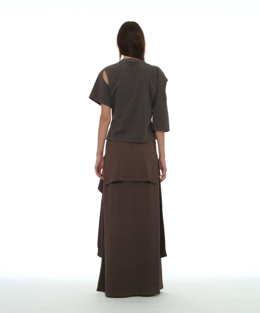 Partimento Woman Deconstructed Tee Maxi Skirt_Brown