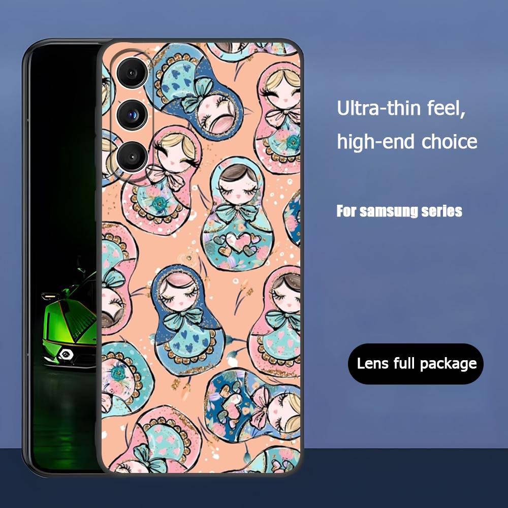 Russian Dolls Matryoshka For Samsung Galaxy S23 S24 S25 Ultra S22 Plus S21 Black Soft Case Waterproof Soft Case