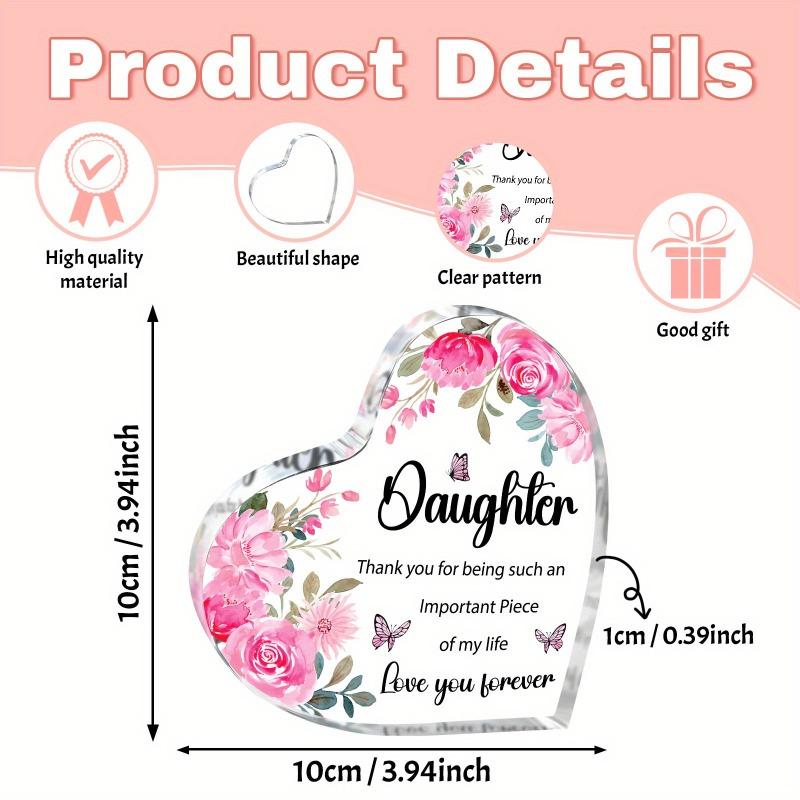 2D Flat Elegant Floral Acrylic Decorative Plaque and Ornament: Desk Decor and Meaningful Gift for Your Daughter's Special Occasions - Graduation