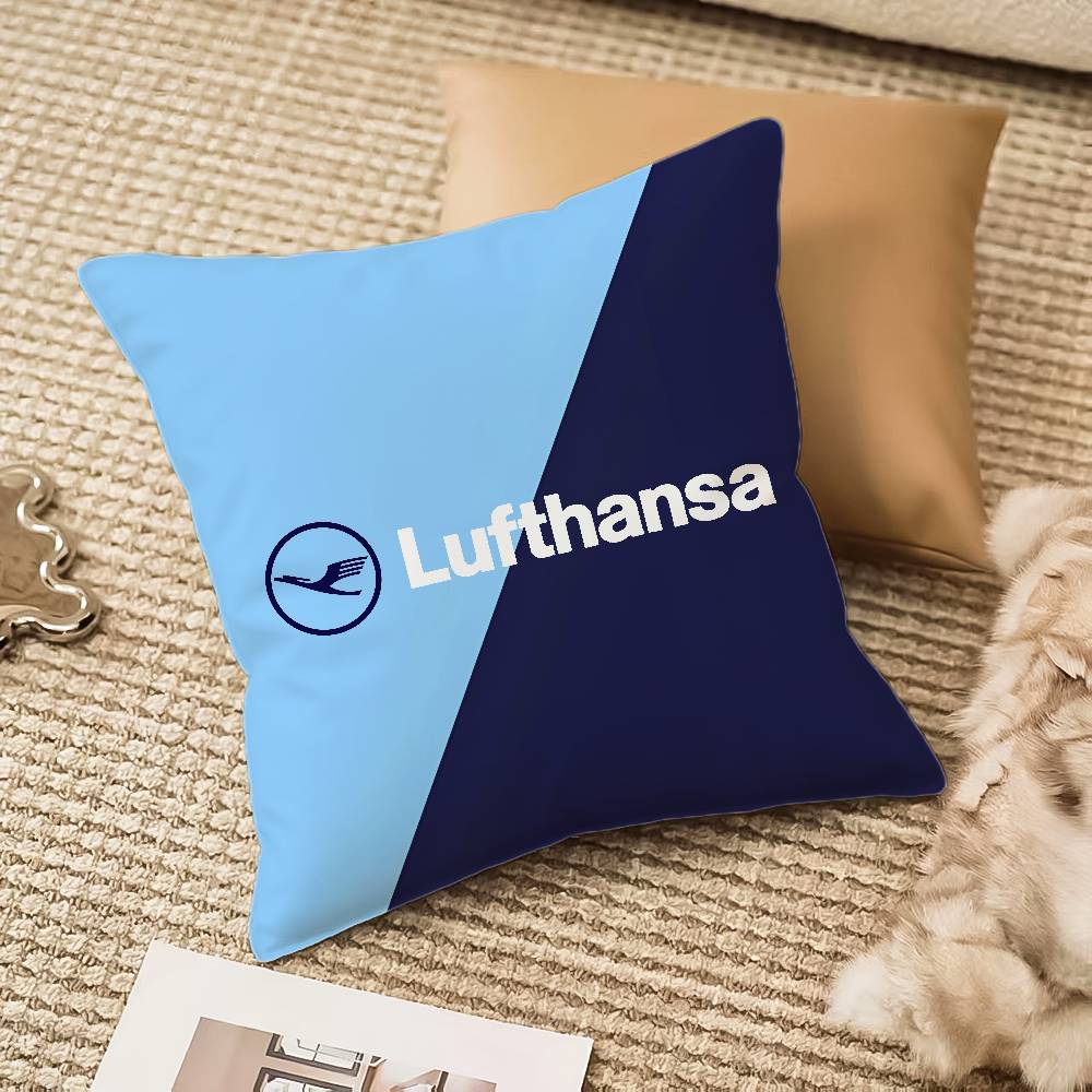 Flight Commemoration L-Lufthansa-T Airlines Pillow Case Comfort Sofa Bed Silky Elegant Invisible Zipper Decorative Cushion Cover