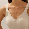 Gold Plated Dangling Cubic Zirconia Necklace for Women Stainless Steel