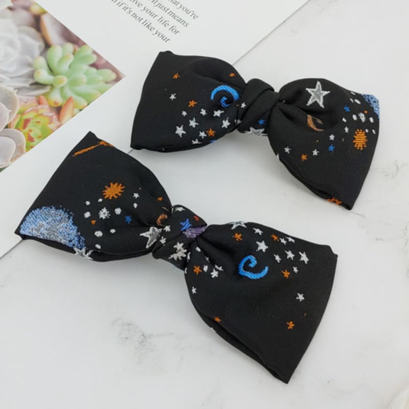 MAIA Milky Way Star Jacquard Hair Ribbon Pin - Blue