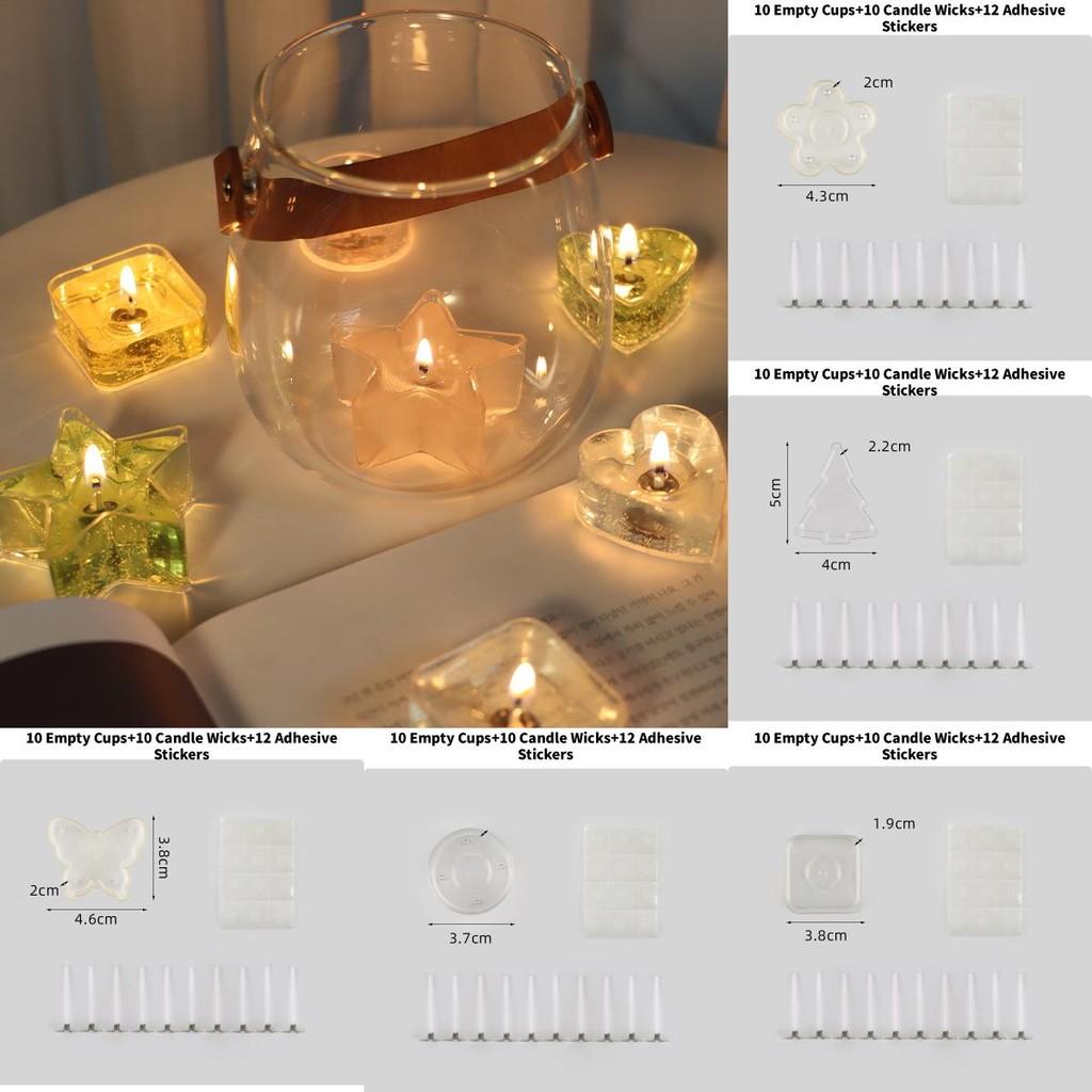 Heart 10pcs Shaped Tea Light Candle Cups Wicks Clear Love Wax Tins Making Jars