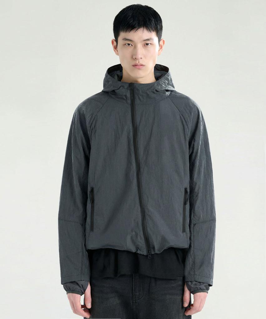 Zplish Curved Hooded Wind Jacket Charcoal