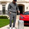 Autumn Men Quarter Zip Stand Collar Tracksuit 2 Piece Set Jogger
