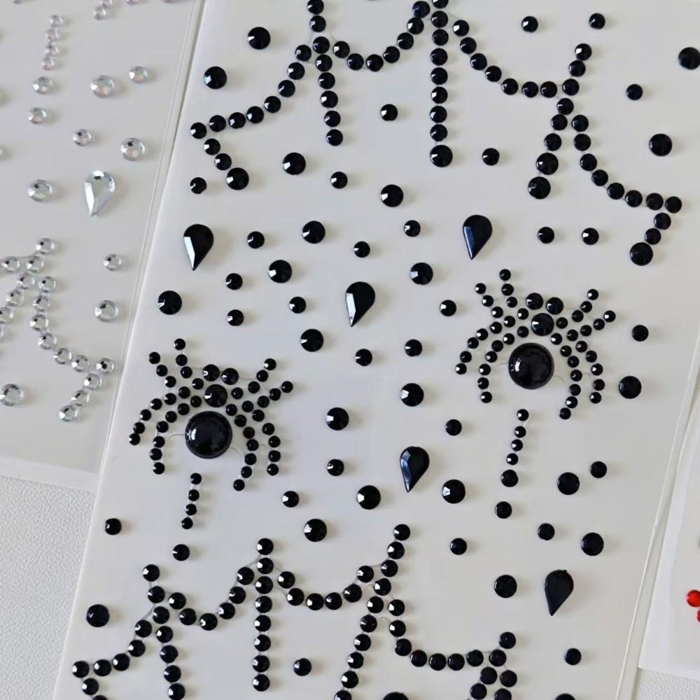 2 PEZZI Adesivi Strass a Ragnatela Cristalli Facciali Lucidi Festa Festival