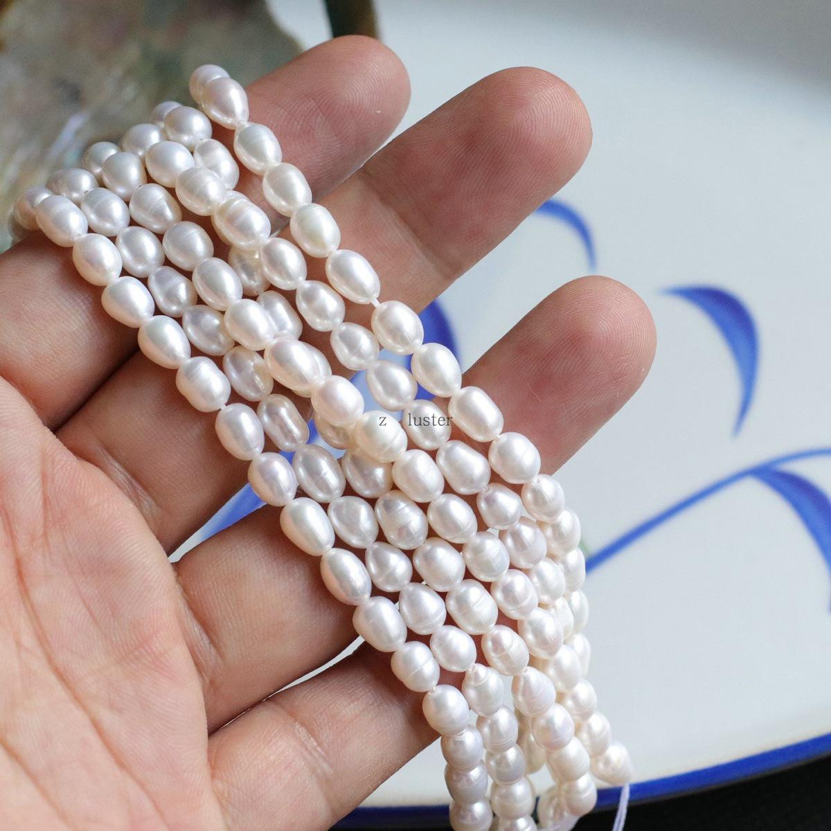 Natural 5-5.5mm Freshwater Pearl Rice Beads for DIY Jewelry – Strands for Earrings, Necklaces, and Anklets