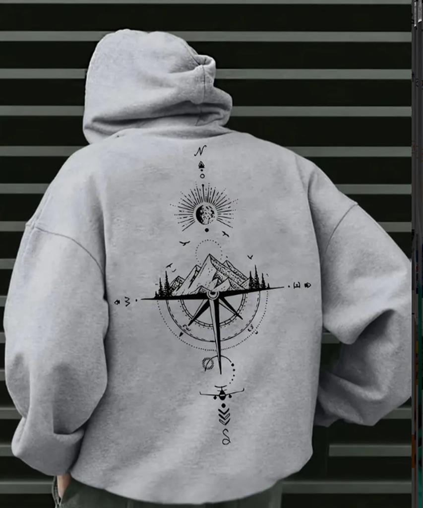 Shi Autumn/Winter Starry Sky Printed Hoodie with Velvet, Versatile Sports and Leisure Loose Hoodie