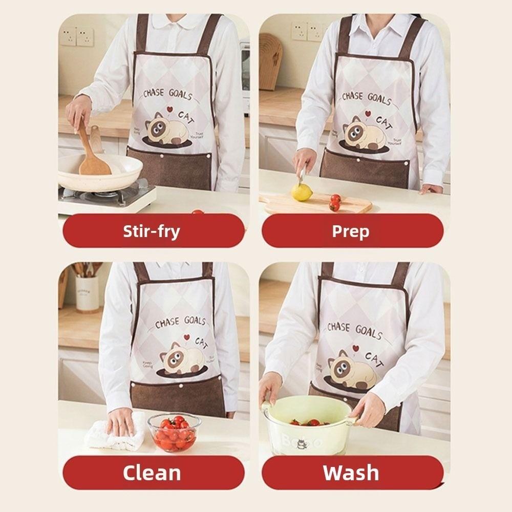 Detachable Hand Wipe Kitchen Oil Resistant Apron Dirt-Proof Catering Work Clothes  Home Use