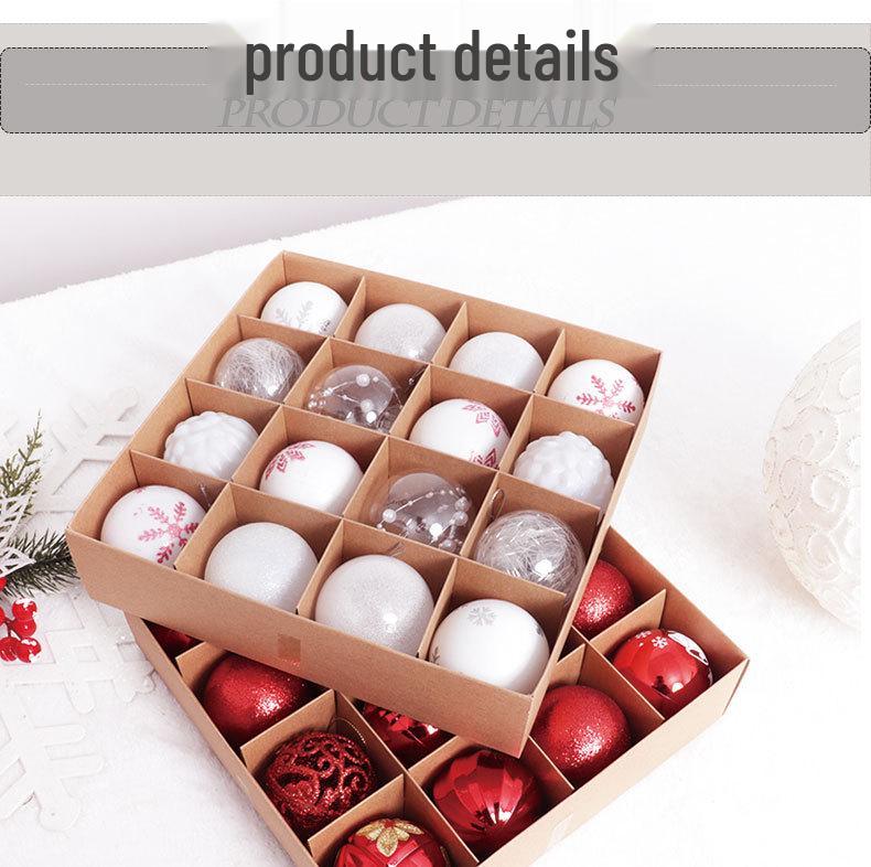 6cm Electroplated Pink Christmas Ball Ornaments - 16 Piece Set with Snowflakes