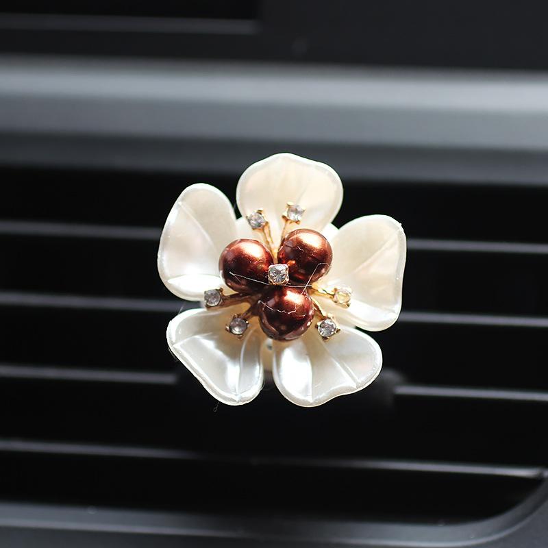 Car Air Vent Perfume Clip Pearl Flower Car Interior Decoration Gift