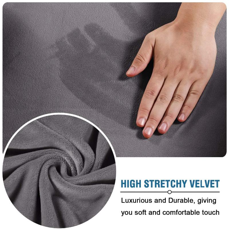 Velvet Fabric Square Ottoman Covers Stretch Footstool Cover Bench Storage Stool Cover Washable Household Furniture Protector Cover Sets 3 Size