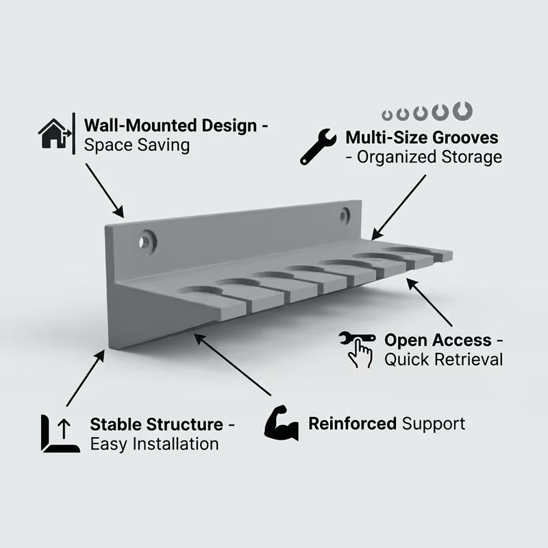 1Pcs T-Handle Tool Rack, Screwdriver & Hex Key Holder, Small Parts Storage Organizer For Workshop Garage