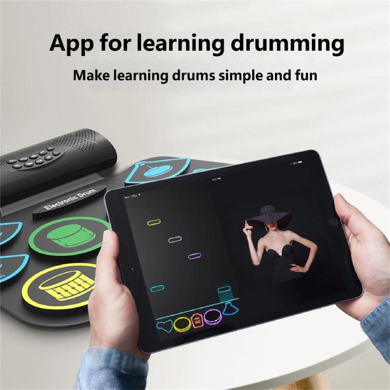 Cordless Hand Held Drum Set With Recording Ability 6 Drum Sections And Adjustable Setting Suitable For Everyone