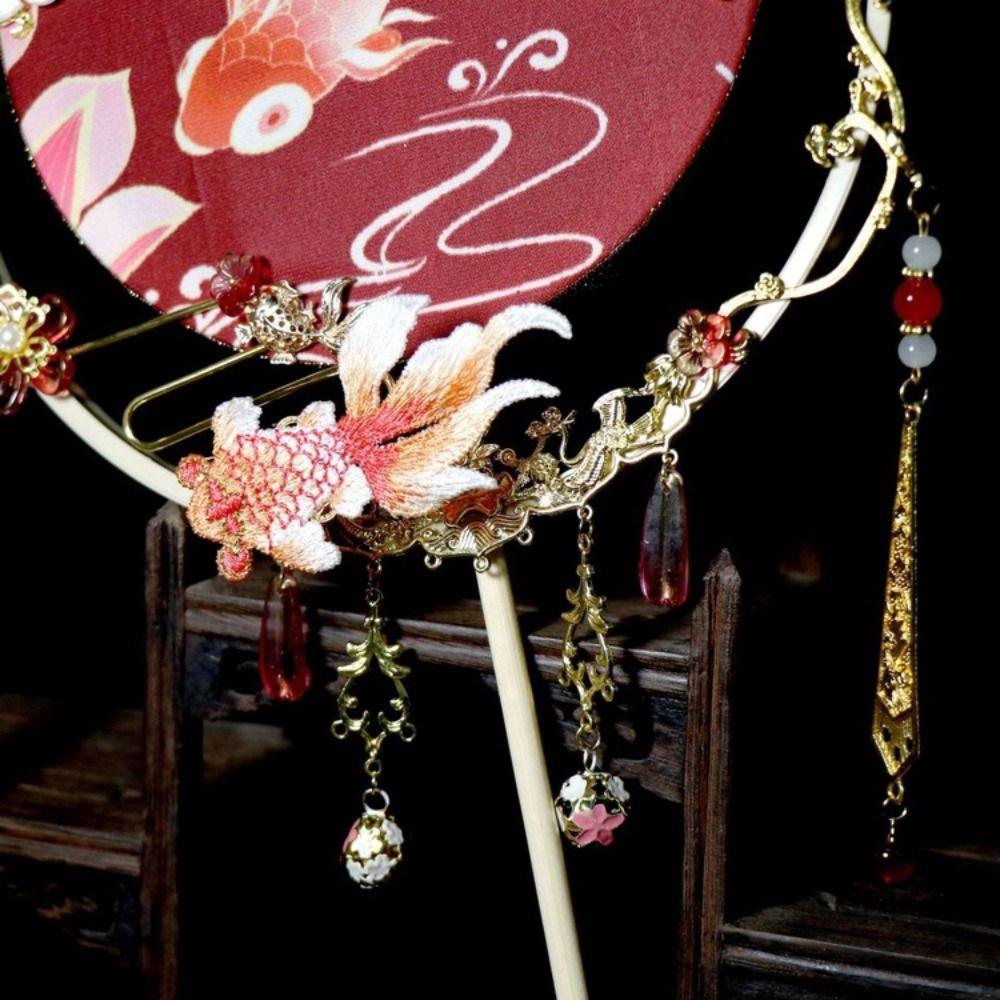 Dunhuang Chinese Style Chinese Embroidery Fan Tassels Silk Fan Gorgeous Bridal Group Fan  Wedding