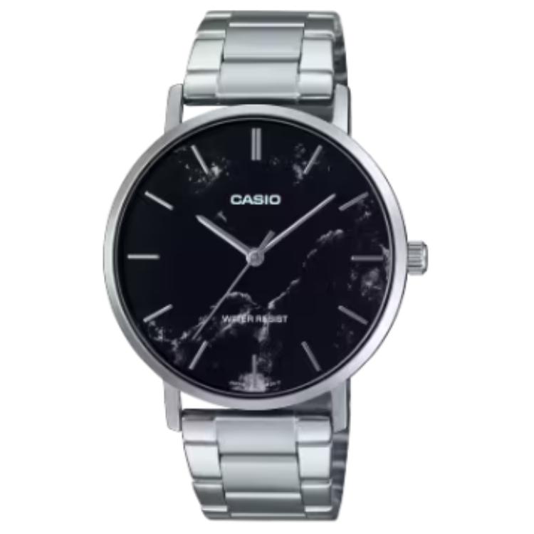 CASIO STANDARD Water Resistant For Everyday Use Quartz Movement Stainless Steel Strap Watch MTP-VT01DM-1A Black Dial