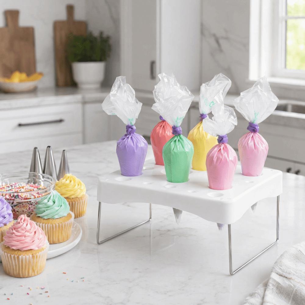 Stainless Steel Piping Bag Holder PP Baking Tool Practical Piping Bag Shelf Kitchen Storage