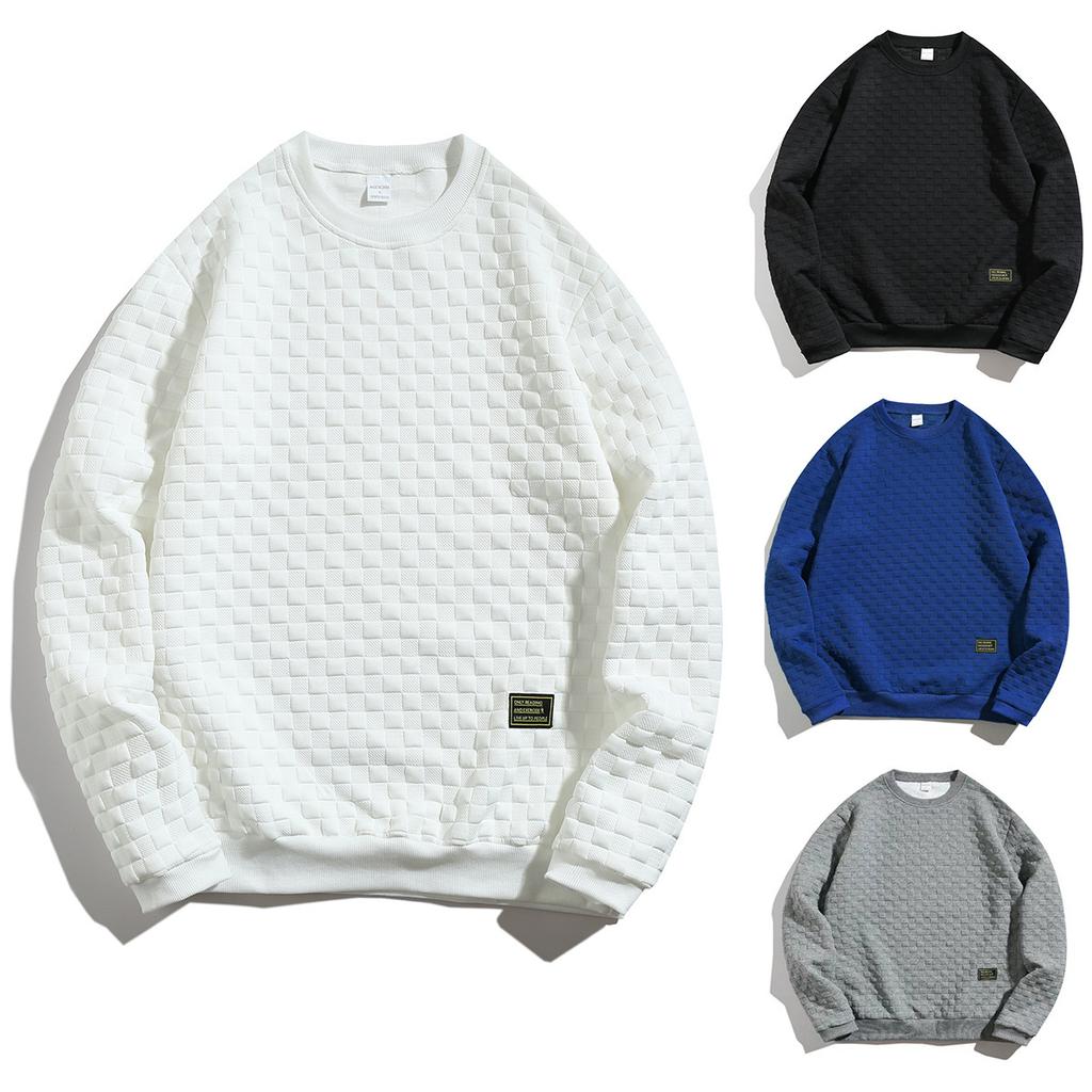 Foreign trade Men's sweater autumn and winter heavy plaid loose casual pullover round neck jacket