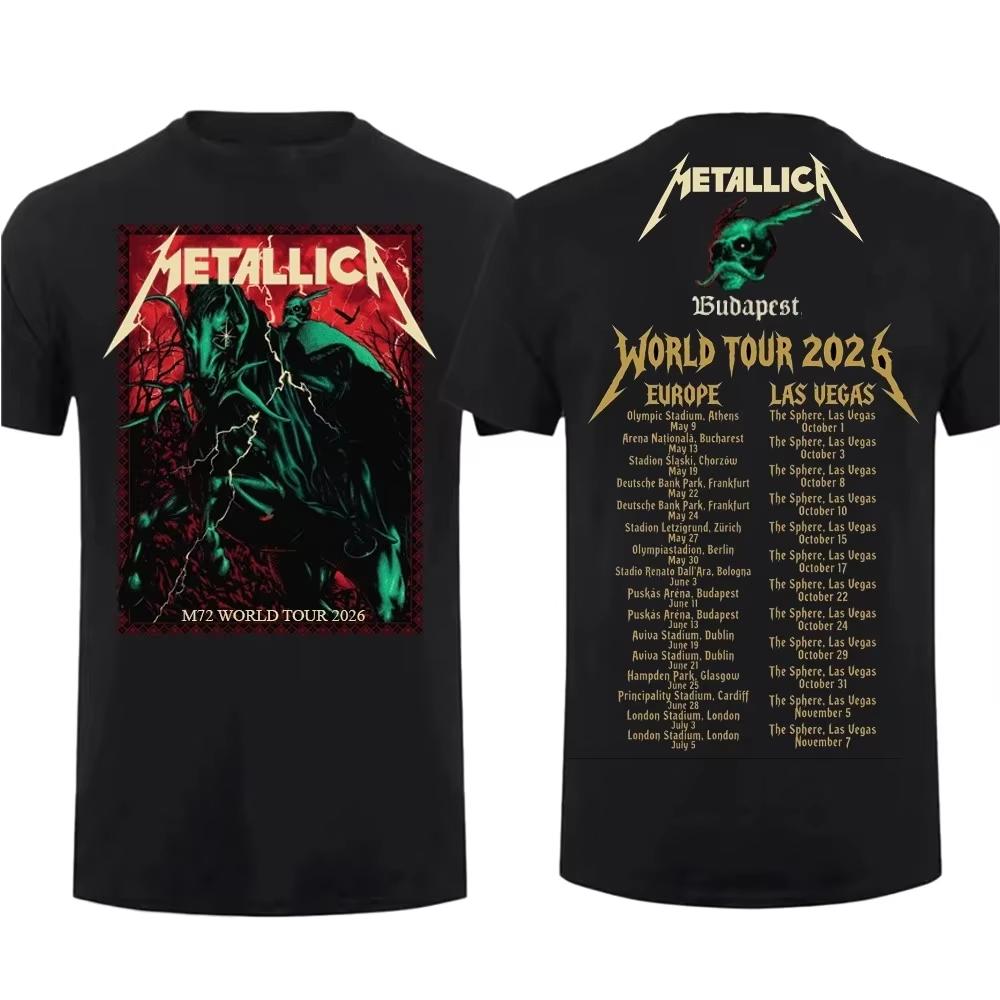 2026 Metallica Kapela M72 Světové turné Budapešť Tričko Pánské Dámské Čistá Bavlna Y2K Móda Streetwear Krátký Rukáv Vysoká Kvalita Dámské Pánské Oblečení
