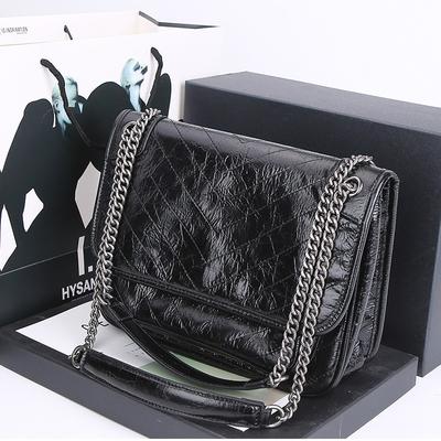 Sac besace style vintage pour femme avec bandoulière chaîne en cuir PU grande capacité pour un usage quotidien