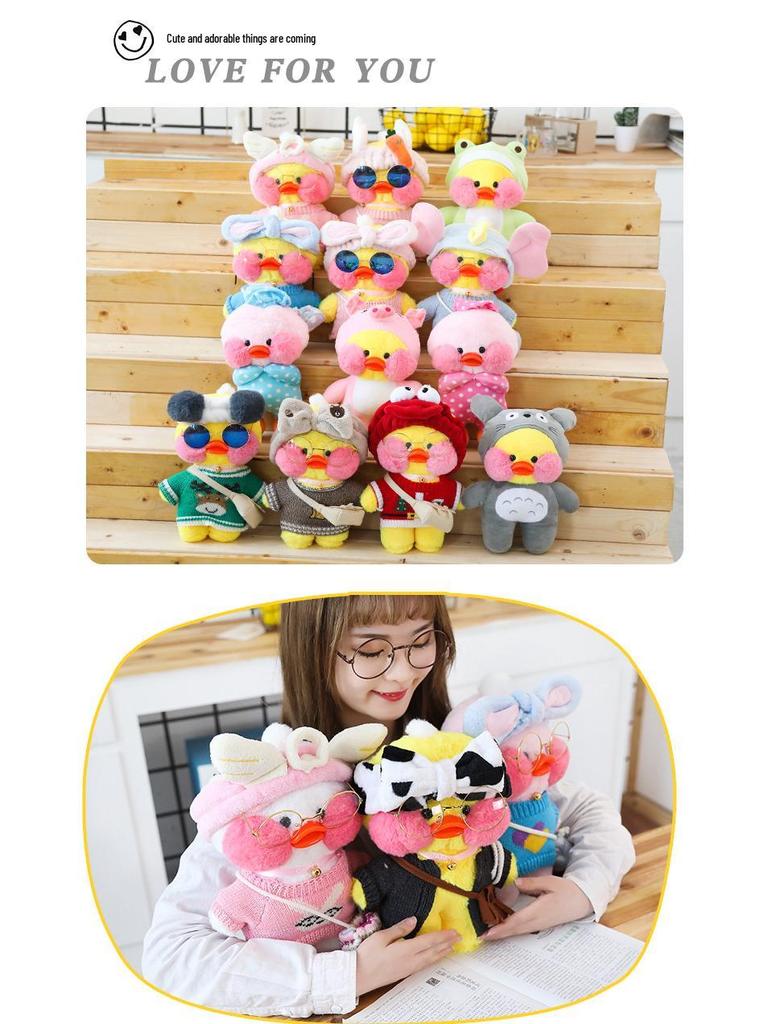Hyaluronic Acid Duck Plush Toy with Changeable Clothes - Internet Celebrity Little Yellow Duck Doll