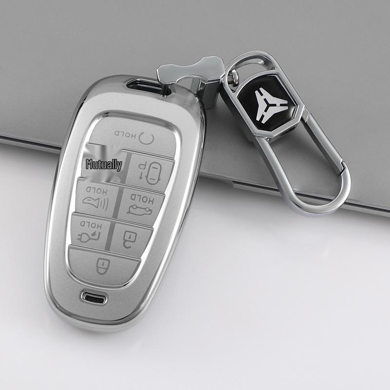 Hyundai Tucson L Quicksand Silver 4-Button Key Case - Korean Car Interior Protective Shell