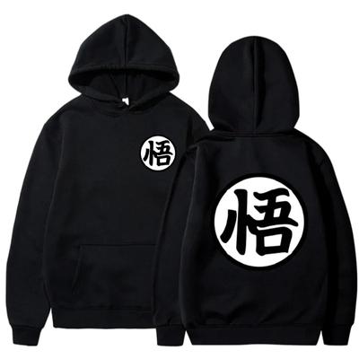 Anime japonês desenho animado goku vintage estampado moda moletom com capuz plus fleece pulôver casual masculino moletom hip hop streetwear