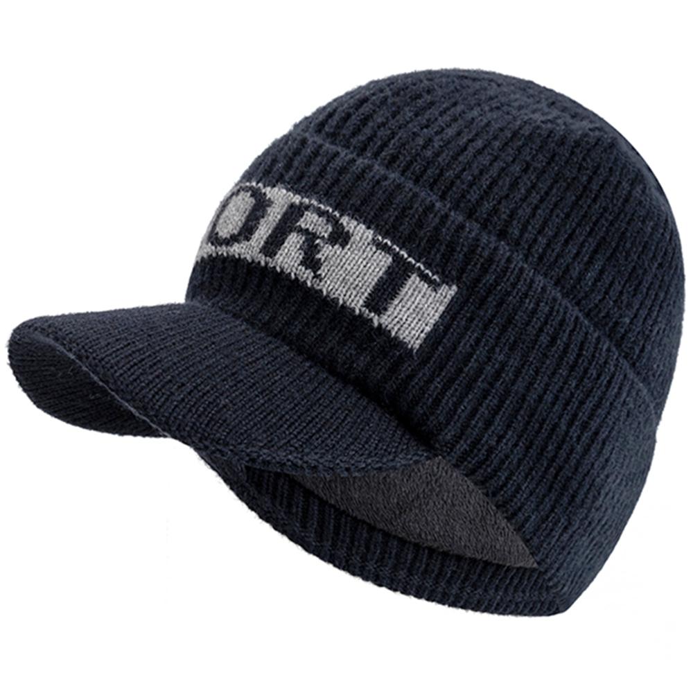 New Style Fashion Winter Hat Fur Lined Beanie Warm Brim Cap Stylish Hats For Men Outdoor Thicken Ski Sports Knitted Warm Hat