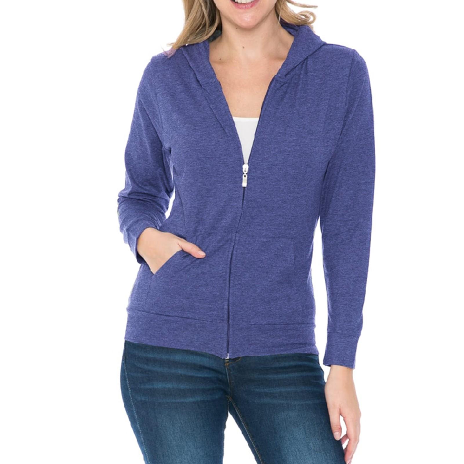 

Женская толстовка на молнии с длинным рукавом, толстовки с капюшоном и карманами, куртка, пальто для женщин M тёмно-синий